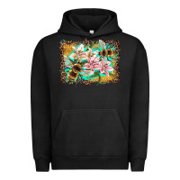 Pigment Black bees and lilies with leopard Urban Hoodie - Artiststas