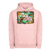 Pigment Salmon bees and lilies with leopard Urban Hoodie - Artiststas