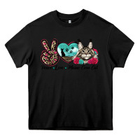 Black peace love maine coon cat Heavy Core Tee - LillyAllenDesigns