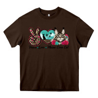 Chocolate Brown peace love maine coon cat Heavy Core Tee - LillyAllenDesigns