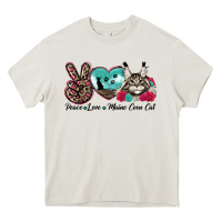 Cream peace love maine coon cat Heavy Core Tee - LillyAllenDesigns