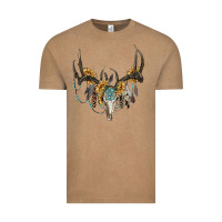 Vintage Coffee boho deer skull sunflowers and gemstone Vintage Tee - RanaPortraitStore