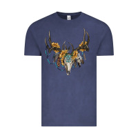 Vintage Denim boho deer skull sunflowers and gemstone Vintage Tee - RanaPortraitStore