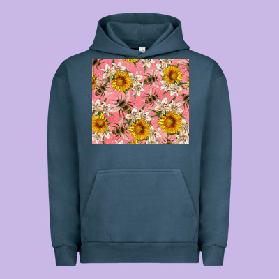 Bees And Flowers Urban Hoodie Designed By Artiststas
