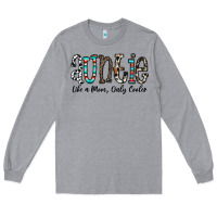 Heather Grey auntie  like a mom, only cooler Long Sleeve Tee - CowhideDigitalArt