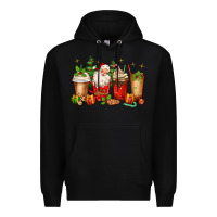 Black Christmas Santa coffee cups Premium Hoodie - MaliasSmallBusiness