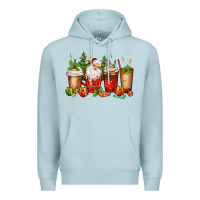 Blue Mist Christmas Santa coffee cups Premium Hoodie - MaliasSmallBusiness