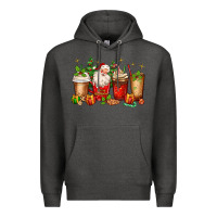 Charcoal Heather Christmas Santa coffee cups Premium Hoodie - MaliasSmallBusiness