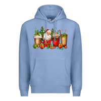 Colony Blue Christmas Santa coffee cups Premium Hoodie - MaliasSmallBusiness