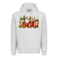 Dove Grey Christmas Santa coffee cups Premium Hoodie - MaliasSmallBusiness