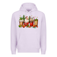 Lilac Christmas Santa coffee cups Premium Hoodie - MaliasSmallBusiness