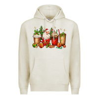 Oatmeal Heather Christmas Santa coffee cups Premium Hoodie - MaliasSmallBusiness