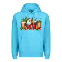Ocean Blue Christmas Santa coffee cups Premium Hoodie - MaliasSmallBusiness