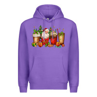 Purple Christmas Santa coffee cups Premium Hoodie - MaliasSmallBusiness
