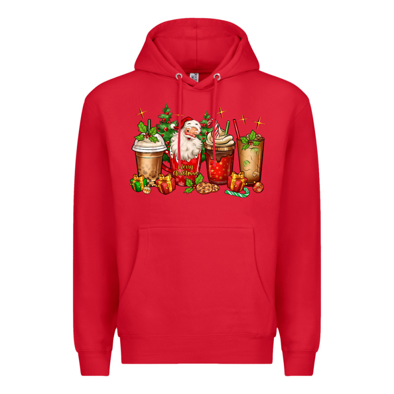 Christmas Santa Coffee Cups Premium Hoodie by MaliasSmallBusiness | Teevron
