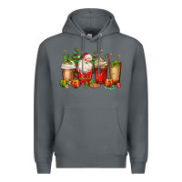 Rock Christmas Santa coffee cups Premium Hoodie - MaliasSmallBusiness