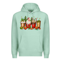 Seafoam Christmas Santa coffee cups Premium Hoodie - MaliasSmallBusiness