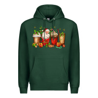 Sports Green Christmas Santa coffee cups Premium Hoodie - MaliasSmallBusiness