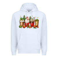 White Christmas Santa coffee cups Premium Hoodie - MaliasSmallBusiness