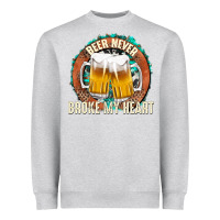 Heather Grey beer never broke my heart Heavyweight Sweatshirt - texasbilliewilder