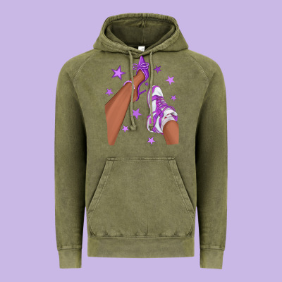 Purple Afro Girl Sneakers And Heels Vintage Hoodie Designed By Texasbilliewilder