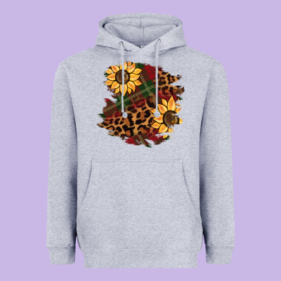 Christmas Leopard Sunflower Heavyweight Hoodie Designed By Barkaloodesign