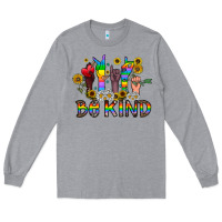 Heather Grey be kind Long Sleeve Tee - CowhideDigitalArt