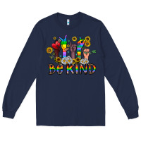 Navy be kind Long Sleeve Tee - CowhideDigitalArt