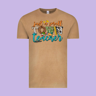 Just A Small Town Teacher Vintage Tee Designed By Texasbilliewilder