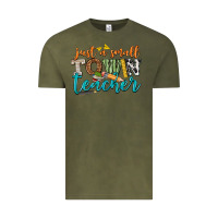 Vintage Olive just a small town teacher Vintage Tee - texasbilliewilder
