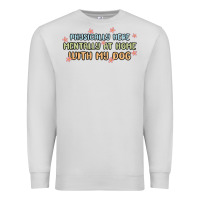 Dove Grey physically here mentally at home with my dog Premium Sweatshirt - MaliasSmallBusiness