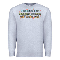 Heather Grey physically here mentally at home with my dog Premium Sweatshirt - MaliasSmallBusiness