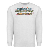 Oatmeal Heather physically here mentally at home with my dog Premium Sweatshirt - MaliasSmallBusiness