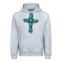 Heather Grey western Gemstone cross Urban Hoodie - Artiststas