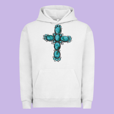 Western Gemstone Cross Urban Hoodie Designed By Artiststas