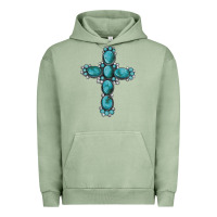 Pigment Oil Green western Gemstone cross Urban Hoodie - Artiststas