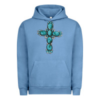 Pigment Pebble Blue western Gemstone cross Urban Hoodie - Artiststas