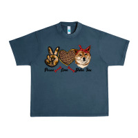 Midnight Navy peace love shiba inu Urban Heavy Tee - RanaPortraitStore