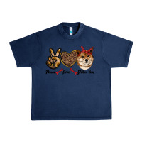Navy peace love shiba inu Urban Heavy Tee - RanaPortraitStore