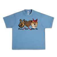 Pebble Blue peace love shiba inu Urban Heavy Tee - RanaPortraitStore