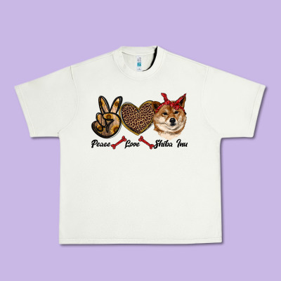 Peace Love Shiba Inu Urban Heavy Tee Designed By Ranaportraitstore