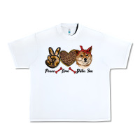 White peace love shiba inu Urban Heavy Tee - RanaPortraitStore