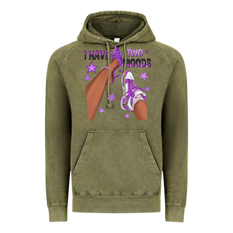 Purple I Have Two Moods Afro Girl Sneakers Vintage Hoodie by texasbilliewilder | Teevron