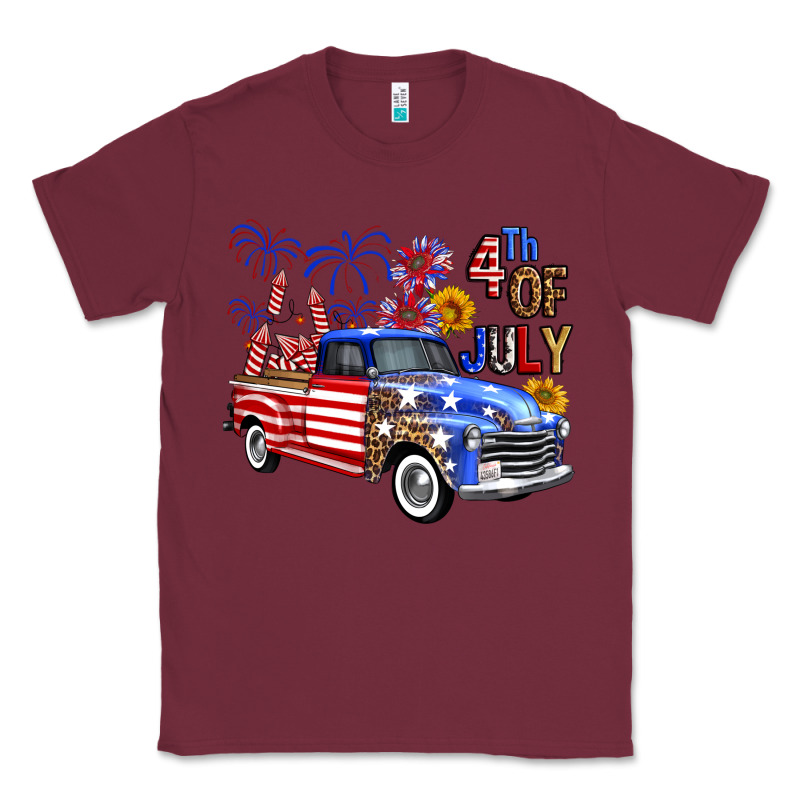Western Truck Fourth Of July America Classic Tee by FaDigitalArtStudio | Teevron