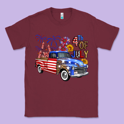 Western Truck Fourth Of July America Classic Tee Designed By Fadigitalartstudio