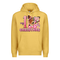 Antique Gold my first christmas pink reindeer Premium Hoodie - MaliasSmallBusiness