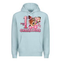 Blue Mist my first christmas pink reindeer Premium Hoodie - MaliasSmallBusiness