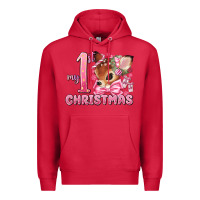 Cardinal my first christmas pink reindeer Premium Hoodie - MaliasSmallBusiness