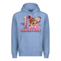 Colony Blue my first christmas pink reindeer Premium Hoodie - MaliasSmallBusiness