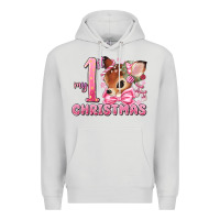 Dove Grey my first christmas pink reindeer Premium Hoodie - MaliasSmallBusiness